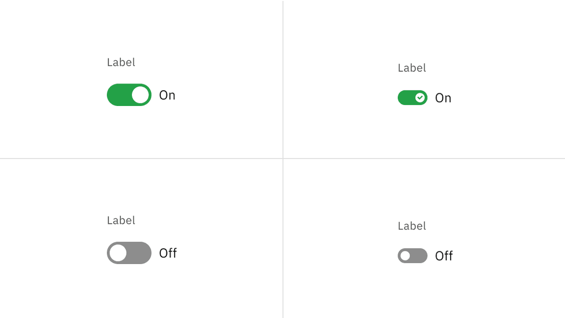 On and off toggle states