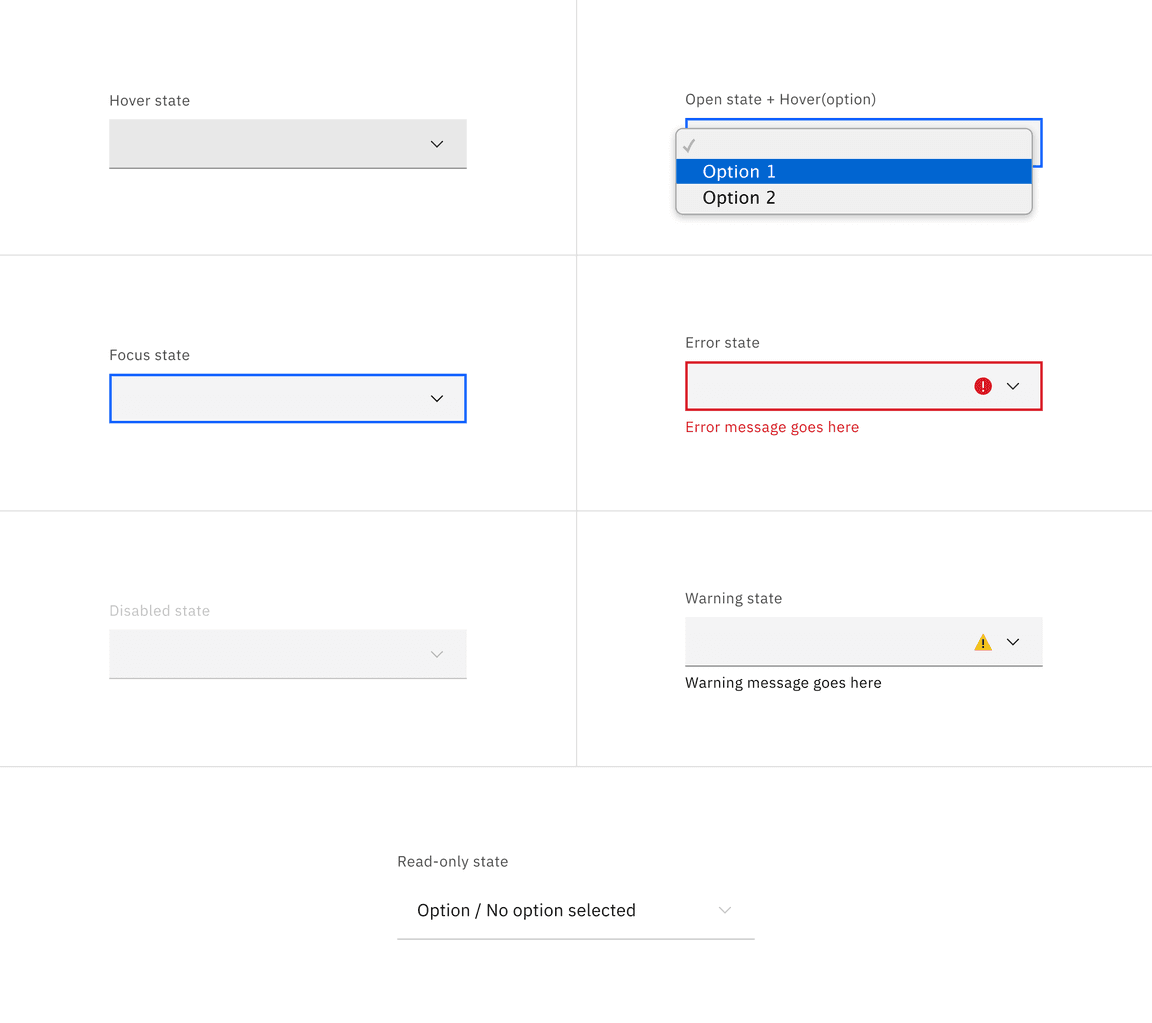 Interactive states of default select